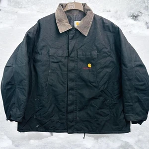 Abrigo Carhartt De Colección Para Hombres XL Negro Ártico Acolchado Cuello Pana EE. UU. 90s C14 - Imagen 1 de 11