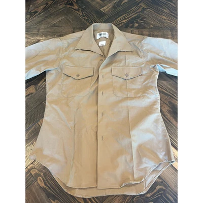 USMC Service Uniform Khaki Dress Marine Short Sleeve Shirt 15.5 Wool Blend Day - Image 1 of 4