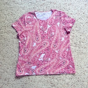 Croft & Barrow Size XL Multicolor Short Sleeve Paisley Print Women’s Top - Picture 1 of 5