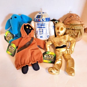 5 Star Wars Buddies 1998 Kenner Plush Beanie Babies Lot C-3PO Chewy R2D2 - Picture 1 of 1
