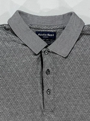 Camisa Polo Austin Reed London Para Hombres XL Gris Manga Corta Doble Algodón Mercerizado Foto 1 de 4