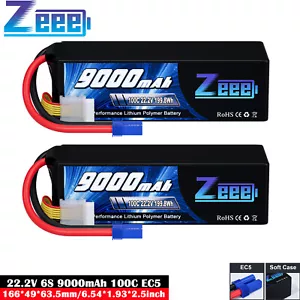 2x Zeee 9000mAh 6S LiPo Akku 22,2V EC5 für RC Arrma Auto Flugzeug Hubschrauber - Bild 1 von 7