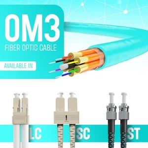 OM3 LC to LC Fiber Optic Patch Cable Multimode Duplex 50/125 Aqua LC LC 1M - 15M - Picture 1 of 39