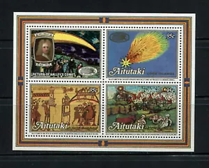 Z832 Aitutaki 1986 Cometa Halley Espacial Hoja MNH - Imagen 1 de 1