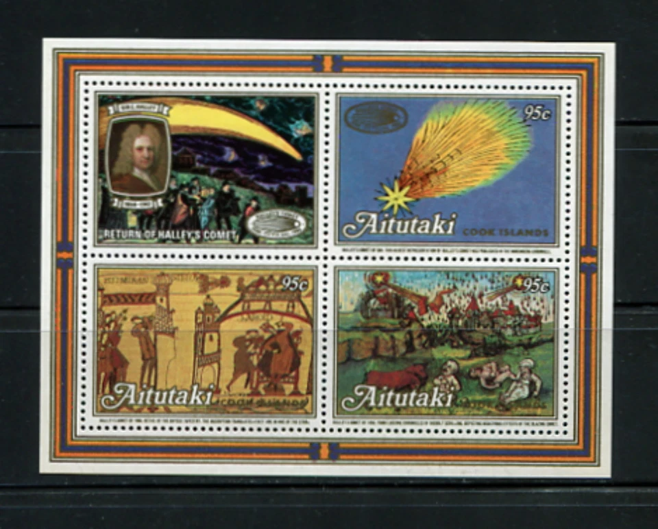 Z832  Aitutaki  1986   space comet Halley  sheet   MNH    - Image 1 of 1