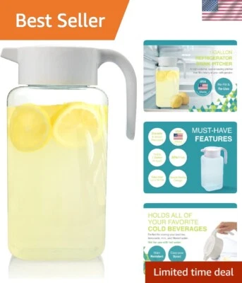 Jarra rectangular duradera de 1 galón con tapa - Ideal para bebidas frías y sangría Foto 1 de 4