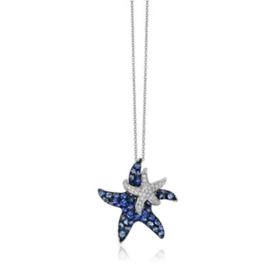 2Ct Round Simulated Sapphire Star Women's Pendant 14K White Gold Plated - Picture 1 of 3