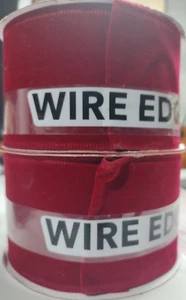 RED VELVET RIBBON 2.5" WIDE x 25' LONG WIRE EDGE LOT OF 2 - NEW! - Picture 1 of 1
