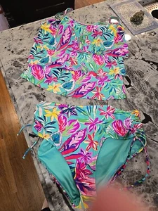 Stella Parker Women Size 18W Swimming Suit Tropical Floral 2 piece NWT Beautiful - Picture 1 of 17