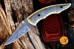 CUSTOM HANDMADE FORGED DAMASCUS STEEL FOLDING BLADE POCKET KNIFE INNER LOCK 556 - Picture 1 of 6