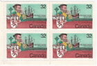 Timbre Canada #1011ii - Jacques Cartier et Expédition (1984) 32¢ Bloc de 4 Timbres
