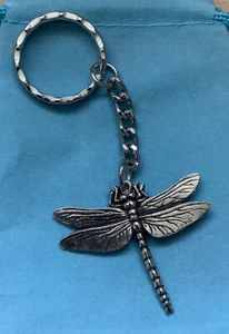Dragonfly Silver Pewter Keyring With A Velveteen Gift Bag - Picture 1 of 2