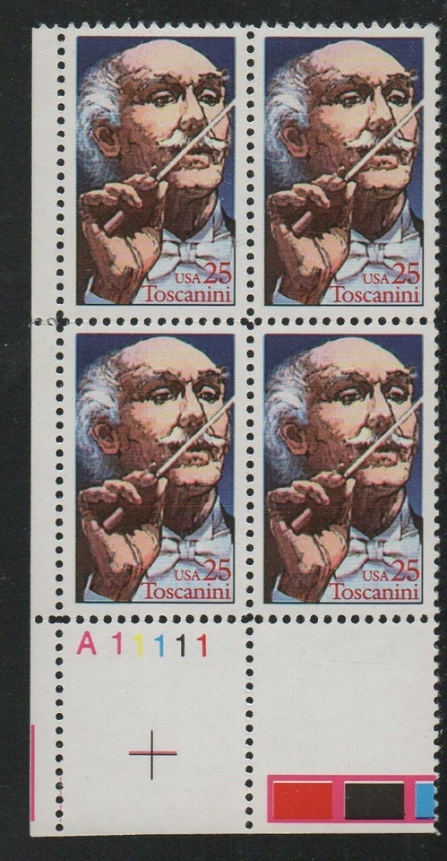US Plate Block Scott #2411 25c Arturo Toscanini MNH - F/VF - Image 1 of 1