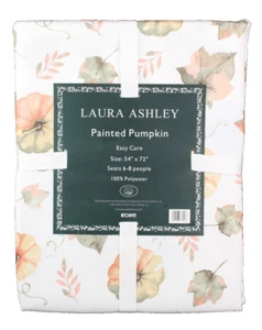 NUEVO LAURA ASHLEY PINTADO CALABAZA 54" X 72" Mantel Asientos 6-8 Hojas Otoño - Imagen 1 de 11