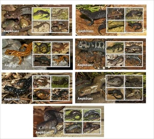 AMPHIBIEN REPTILIEN 7 BLOCKS POSTFRISCH UNGEZÄHNT SALAMANDER - Bild 1 von 1