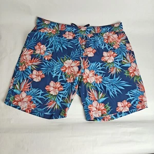 Kirkland Signature Mens Swim Trunks Lined Stretch Pocket Floral Blue 2XL  - Picture 1 of 5