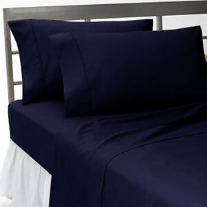 Duvet Set Collection All Sizes 1000 Thread Count Egyptian Cotton Navy Blue Solid