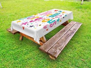 Colorful Quote Outdoor Picnic Tablecloth in 3 Sizes Washable Waterproof