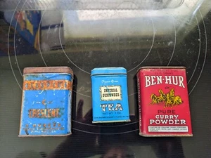 Lotto 3 Lattine Vintage Metallo Spezie Tè 23 - Foto 1 di 4