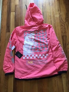 NEW Brooklyn Cloth Windbreaker Hoodie Size M Pink Graphic Women Streetwear - Picture 1 of 11