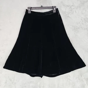Vintage J. Crew Velvet Flare Skirt Womens Size 0 Black Rayon Silk Lined A-Line - Picture 1 of 7