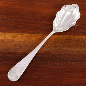 J E CALDWELL STERLING SILVER SUGAR SPOON OLD ENGLISH PATTERN,SHELL BOWL c1850 - Picture 1 of 6