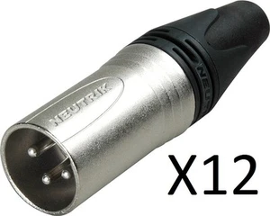 Lot of 12 Neutrik NC3MXX Male XLR 3-Pin Connectors, Nickel with Silver Contacts - Picture 1 of 2
