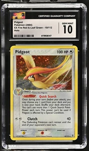 CGC 10 Gemme Nuovo Pokémon 2004 GCC Pidgeot EX Rosso Fuoco e Verde Foglia 10/112 Olo Raro - Foto 1 di 2