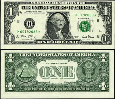 FR. 1926 H* $1 2001 Federal Reserve Note St. Louis H-* Block AU+ Star - Image 1 of 3