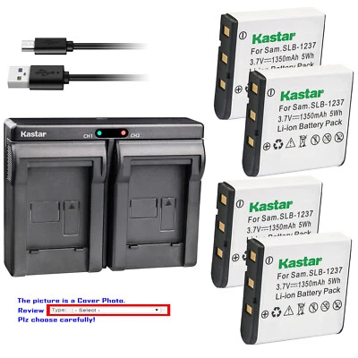 Cargador USB doble de batería Kastar para cámara Samsung SLB-1237 Samsung Digimax L55W Foto 1 de 4