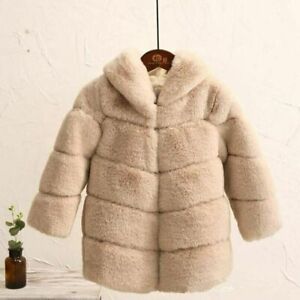 12M-12T Winter Faux Fur Coat Thicker Warm Girl Imitation Rabbit Fur Jacket Parka
