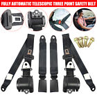 2X Retractable 3 Point Safety Seat Belt Straps Car Vehicle Adjustable Belt Kit