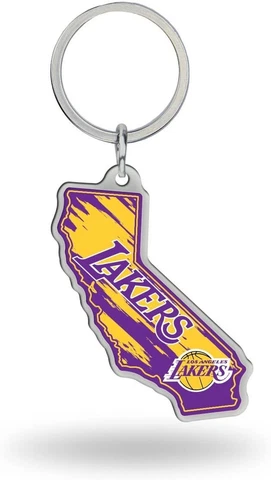 Los Angeles Lakers Metal Keychain State Shaped Cover