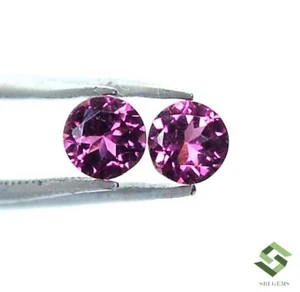 Natural Pink Tourmaline Round Cut Pair 4 mm 0.67 Cts Faceted Loose Gemstone - Picture 1 of 6