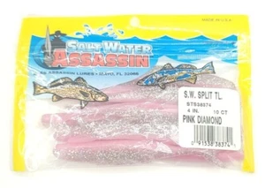  Assassin Fishing Lure STS38374 Split Tail Shad Swimbait 4" Pink Diamond 10 pack - Picture 1 of 3