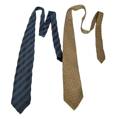 Giorgio Armani Cravatte ties blue gray striped tan brown floral silk neckties - Image 1 of 4