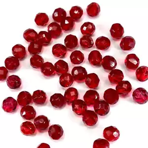 Red Ruby Coated Mix Czech Fire Polished Round Faceted Glass Beads 6mm 8mm - Picture 1 of 4