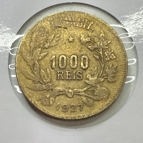 1927 BRAZIL 1000 REIS ~ Low mintage 1M ~ VG ~ KM# 525 Cover