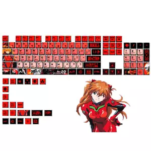 EVA02 Evangelion Asuka PBT Keycaps Set Dyesub for Cherry MX Mechanical Keyboards - Picture 1 of 10
