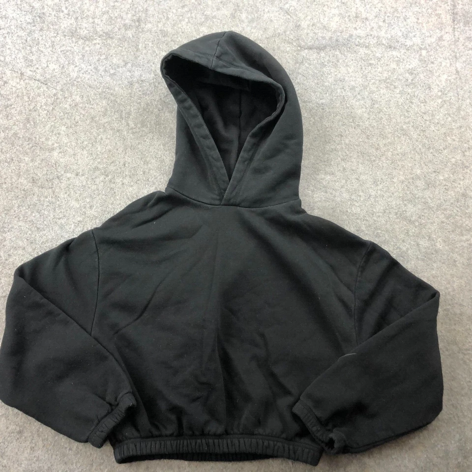 Женская толстовка с капюшоном Zara средний размер черная толстовка укороченный спортзал повседневный пуловер - Изображение 1 из 4