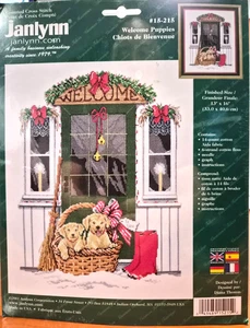 Janlynn #15-215 Collector's Series WELCOME PUPPIES Christmas Cross Stitch Kit - Picture 1 of 4