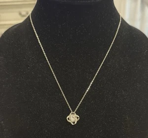 Vintage Silver Tone Crystal Rhinestone Pendant Statement Necklace - Picture 1 of 3