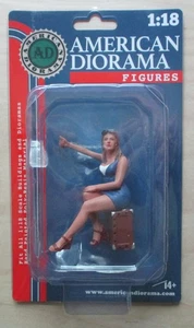 70's Lady Woman Sitting Blue VI American Diorama 77456 1:18 4" Figure - Picture 1 of 1