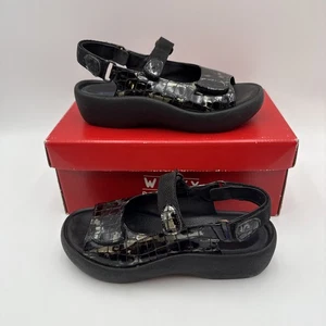 Wolky Jewel 38 Croco Flash Leather Anthracite Dark Gray - Picture 1 of 18