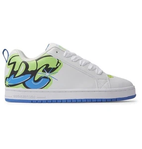 DC SHOES COURT GRAFFIK WHITE LIME TURQUOISE LEATHER TRAINERS - Picture 1 of 9