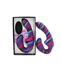 Colourful Camo Tandem Remote Control Strapless Strapon Blue - Picture 1 of 1