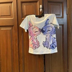 Disney Lilo & Stitch Girls T Shirt Small 4/5 Angel Love Graphic Short Sleeve sz - Picture 1 of 4