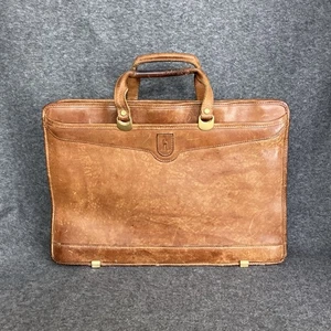 Portafoglio vintage Hartmann valigetta pelle marrone marrone marrone chiaro cerniera 16” morbido 2 manici PROBLEMI - Foto 1 di 24