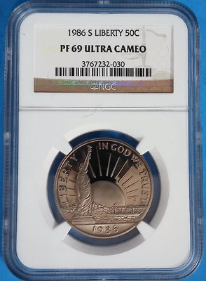 1986 S 50C Liberty Commemorative Half Dollar NGC PF69 Ultra Cameo - Image 1 of 2