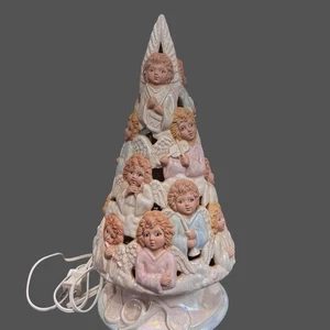 Vintage Scioto Lighted Ceramic Angel Christmas Tree Iridescent Luster Lamp 1995 - Picture 1 of 18